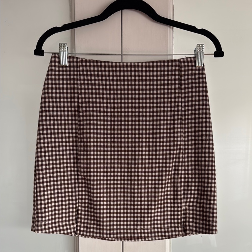 Brown Checkered Skirt